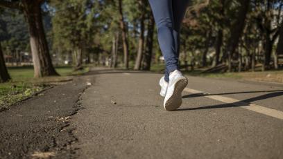 Running on a tree-lined park road