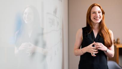 Woman making a public presentation