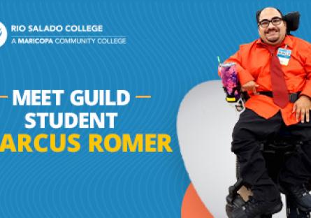 image of Marcus Romer with text: Meet Guild Student Marcus Romer