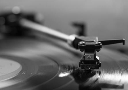 Turntable playing a vinyl record